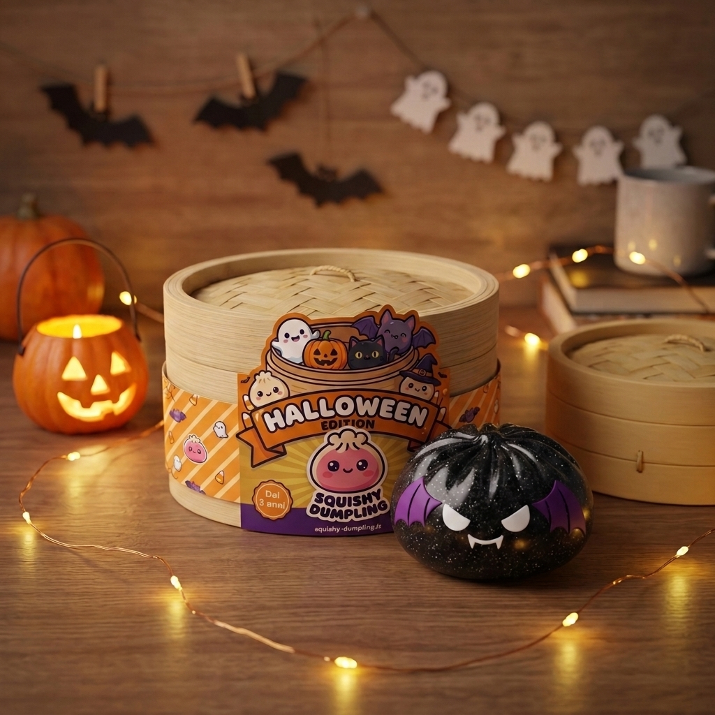 Bat Dumpling Squishy Halloween Glitter Nero — squishy antistress slow-rise kawaii