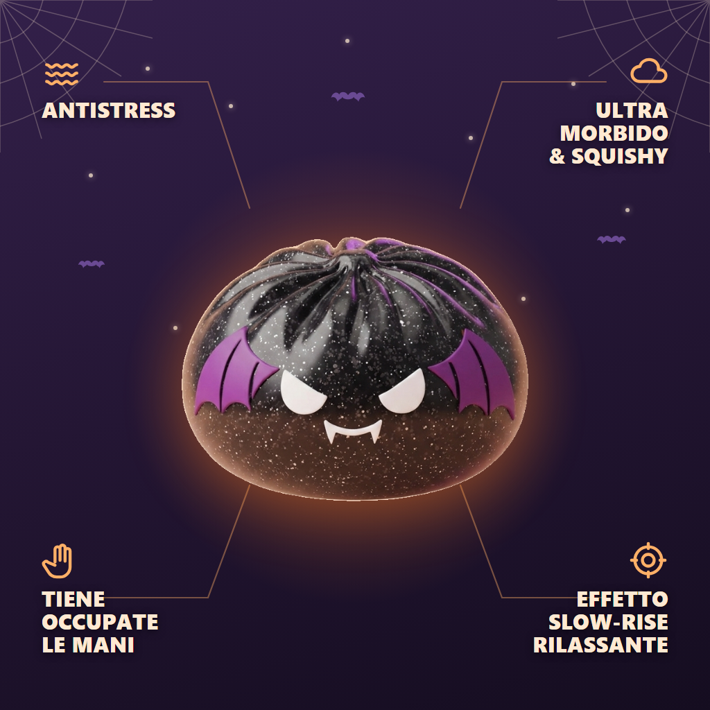 Bat Dumpling Squishy Halloween Glitter Nero — squishy antistress slow-rise kawaii