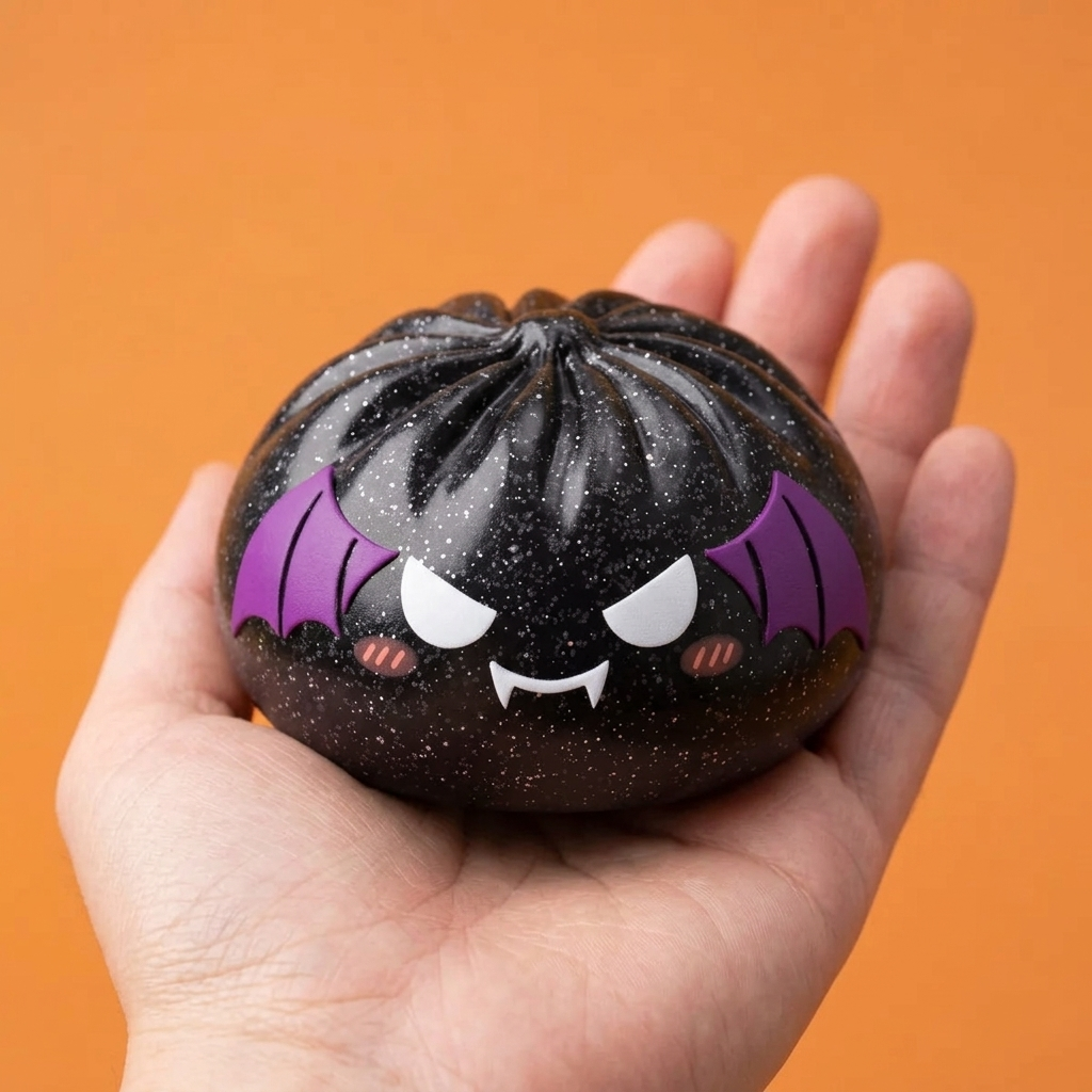 Bat Dumpling Squishy Halloween Glitter Nero — squishy antistress slow-rise kawaii