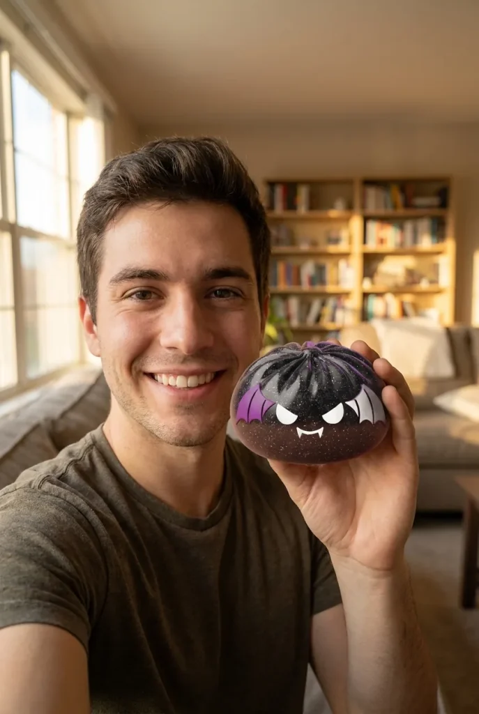 Bat Dumpling Squishy Halloween Glitter Nero — squishy antistress slow-rise kawaii