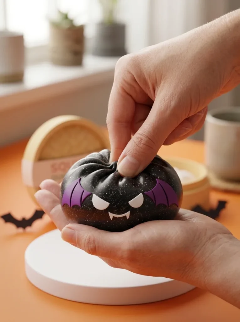 Bat Dumpling Squishy Halloween Glitter Nero — squishy antistress slow-rise kawaii