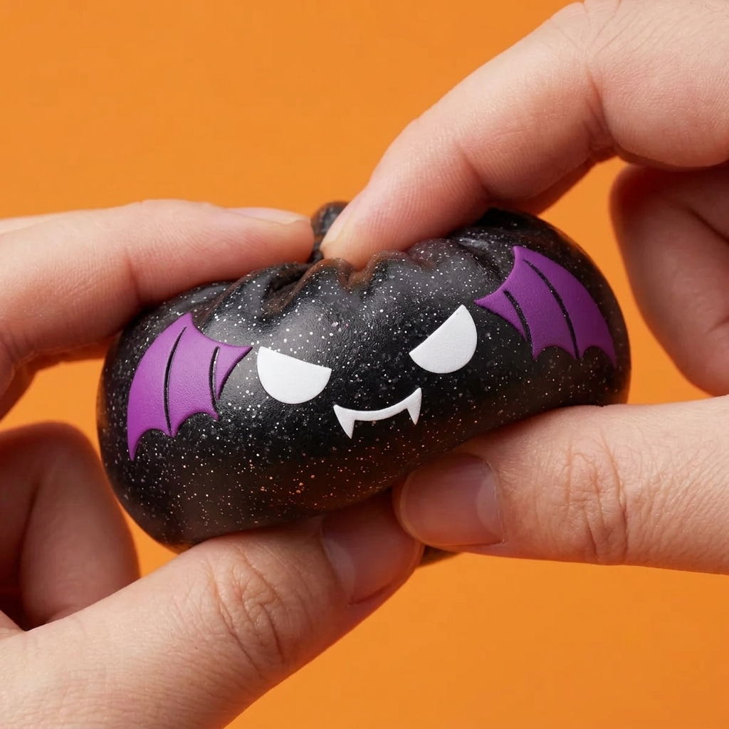 Bat Dumpling Squishy Halloween Glitter Nero — squishy antistress slow-rise kawaii