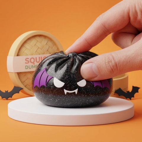 Bat Dumpling Squishy Halloween Glitter Nero — squishy antistress slow-rise kawaii