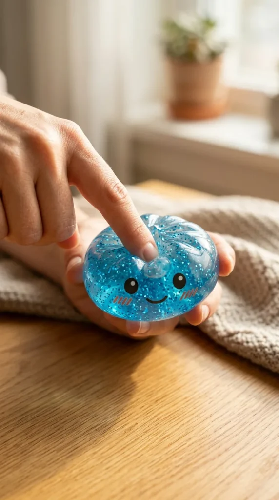 Glitter Dumpling Squishy Blu Calma — squishy antistress slow-rise kawaii
