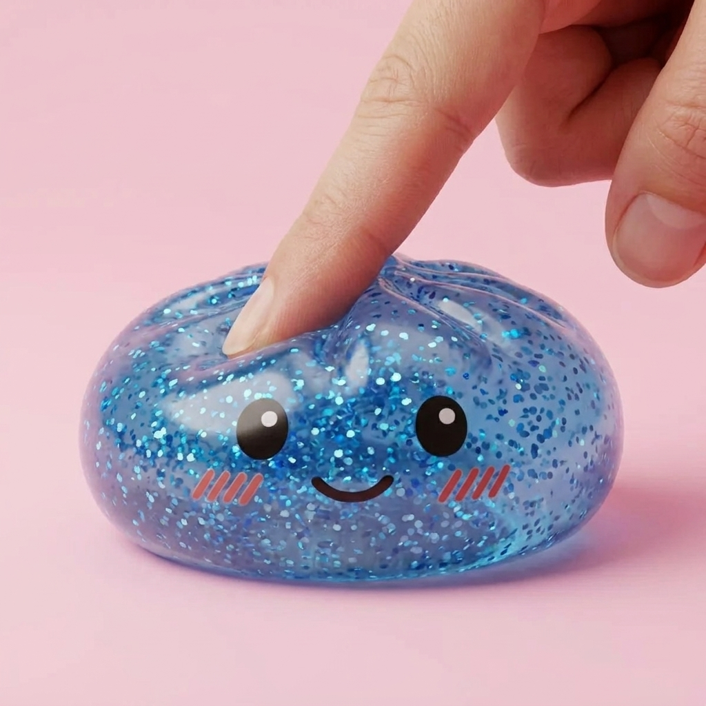 Glitter Dumpling Squishy Blu Calma — squishy antistress slow-rise kawaii