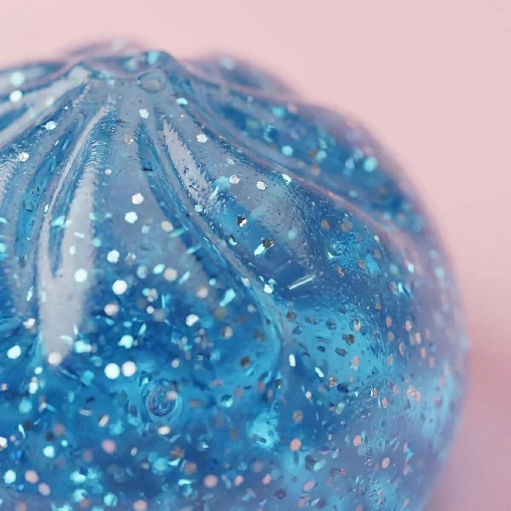 Glitter Dumpling Squishy Blu Calma — squishy antistress slow-rise kawaii