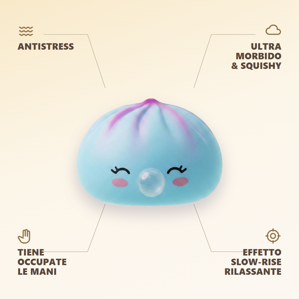 Dumpling Squishy Frost Blue Rare Blow Cestino Bambù — squishy antistress slow-rise kawaii