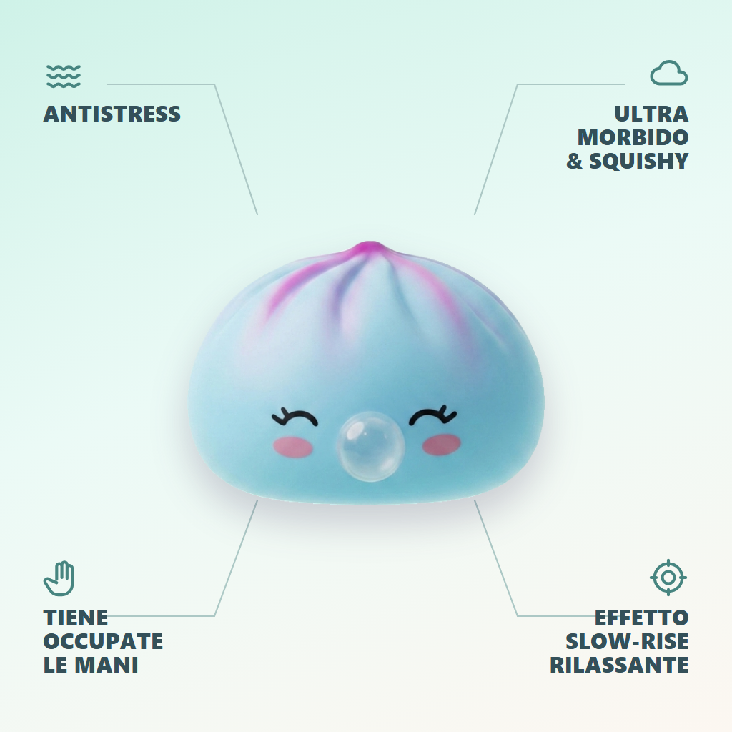Dumpling Squishy Frost Blue Rare Blow Cestino Bambù — squishy antistress slow-rise kawaii