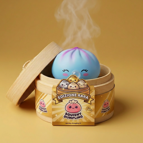Dumpling Squishy Frost Blue Rare Blow Cestino Bambù — squishy antistress slow-rise kawaii