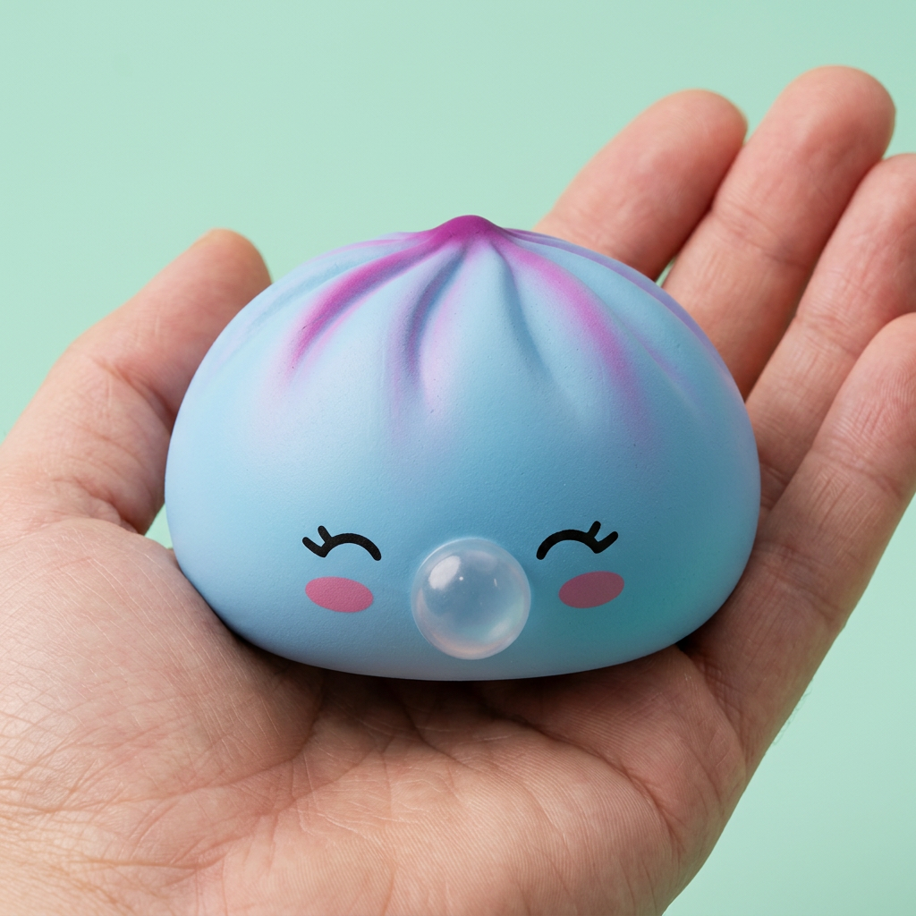 Dumpling Squishy Frost Blue Rare Blow Cestino Bambù — squishy antistress slow-rise kawaii