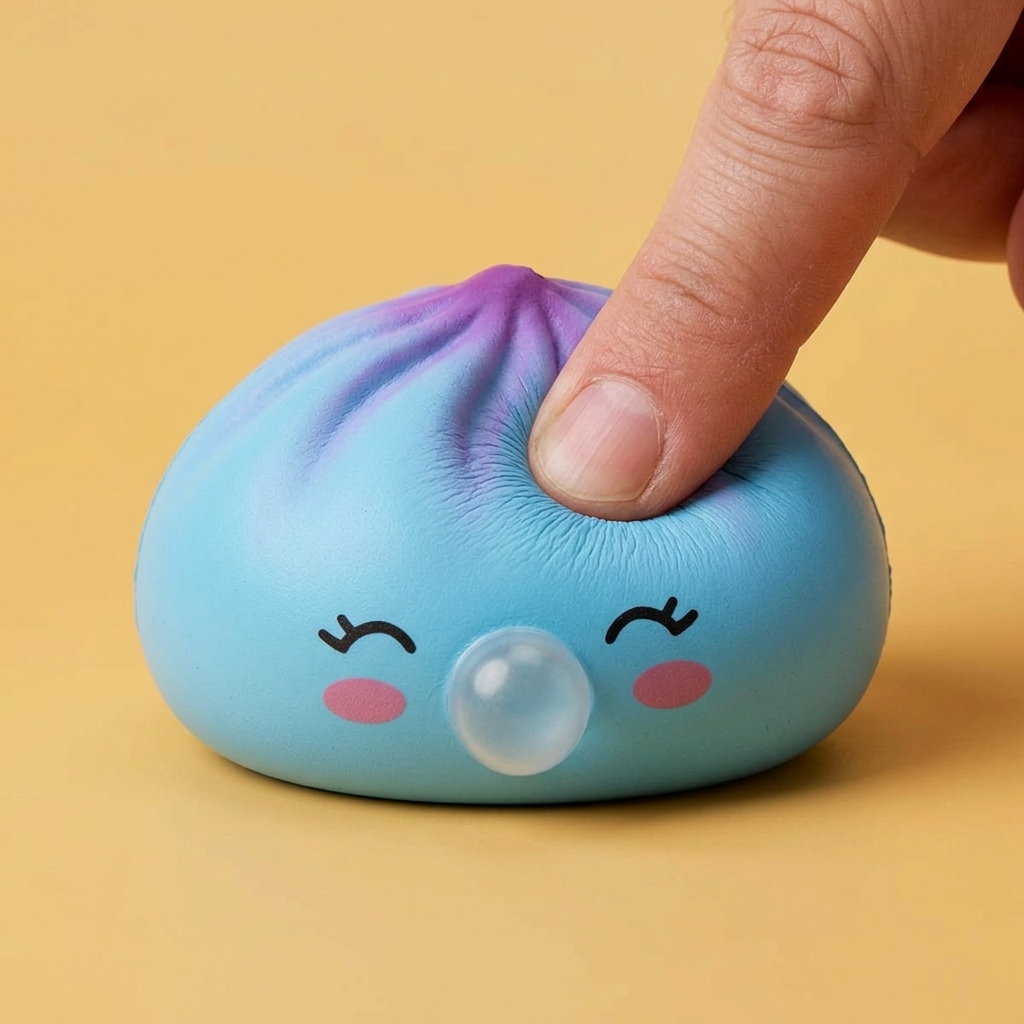 Dumpling Squishy Frost Blue Rare Blow Cestino Bambù — squishy antistress slow-rise kawaii