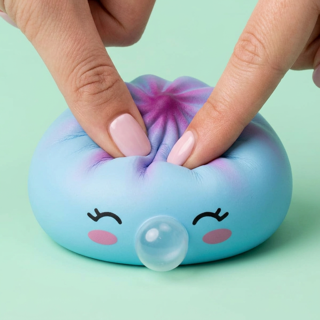 Dumpling Squishy Frost Blue Rare Blow Cestino Bambù — squishy antistress slow-rise kawaii