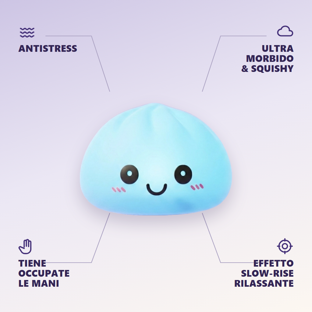 Dumpling Squishy Luce Notturna Blu Aurora — squishy antistress slow-rise kawaii