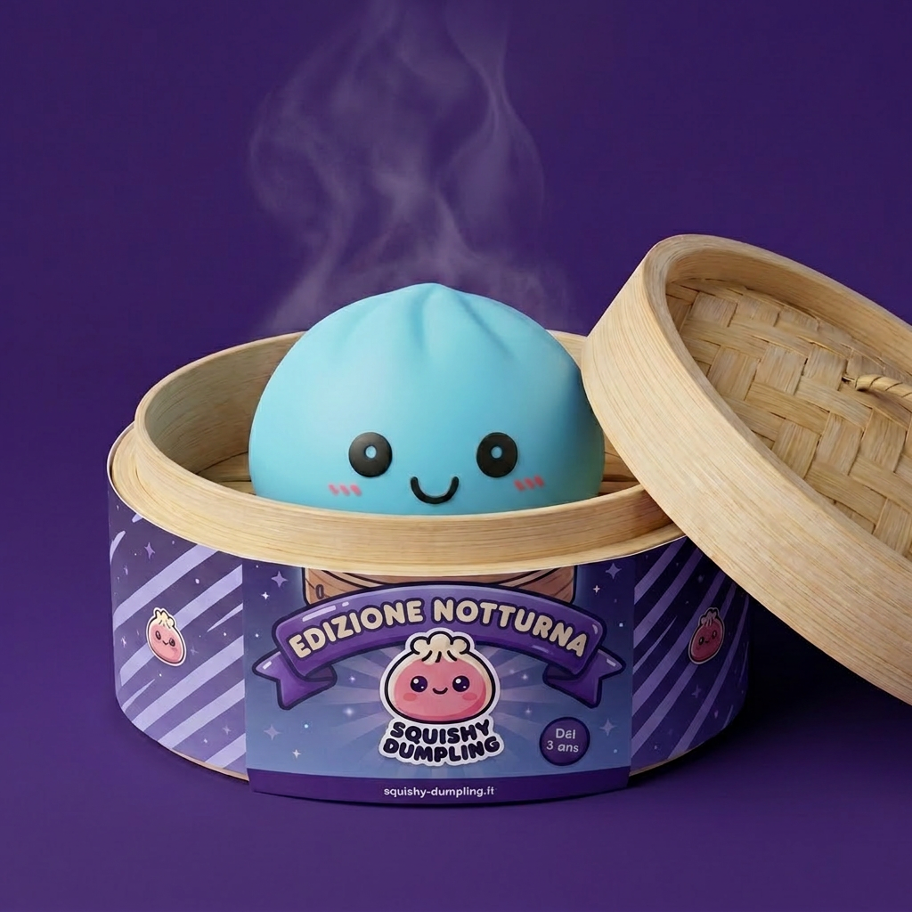 Dumpling Squishy Luce Notturna Blu Aurora — squishy antistress slow-rise kawaii