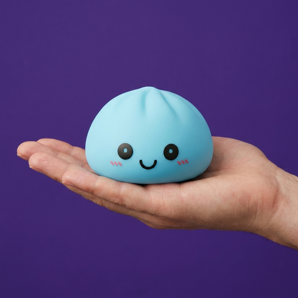 Dumpling Squishy Luce Notturna Blu Aurora — squishy antistress slow-rise kawaii