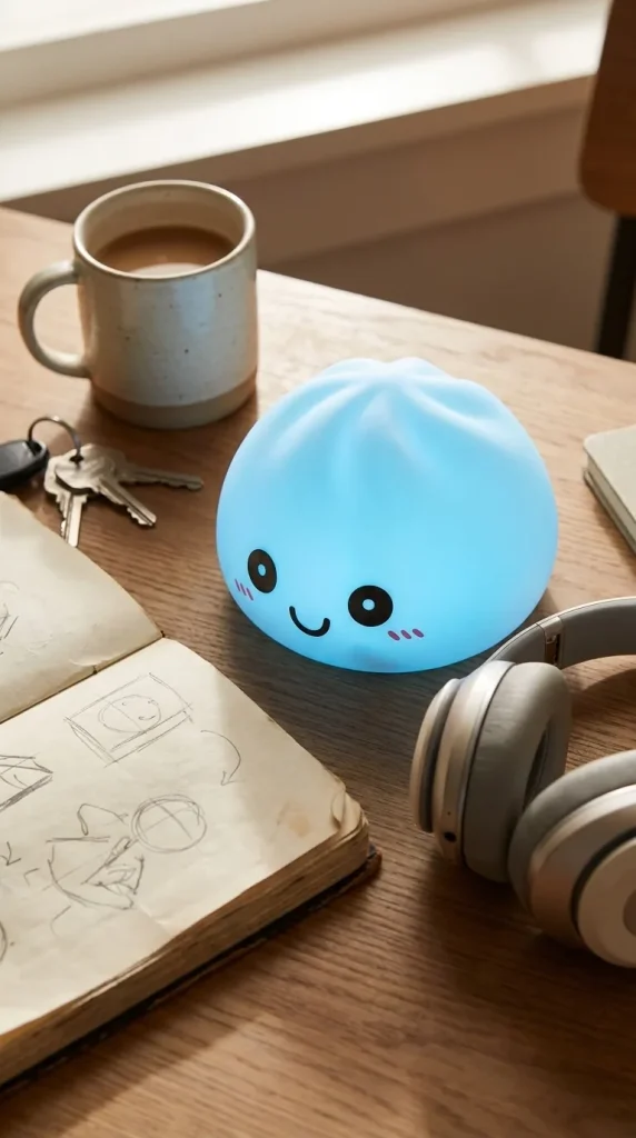 Dumpling Squishy Luce Notturna Blu Aurora — squishy antistress slow-rise kawaii