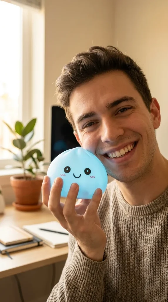 Dumpling Squishy Luce Notturna Blu Aurora — squishy antistress slow-rise kawaii