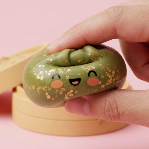 Dumpling Squishy Glitter Verde Smeraldo — squishy antistress slow-rise kawaii