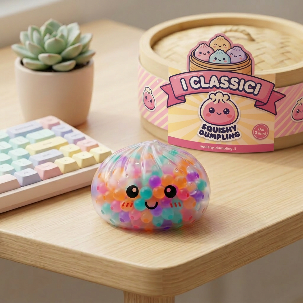 Squishy Dumpling Multicolore con Cestino Vapore — squishy antistress slow-rise kawaii