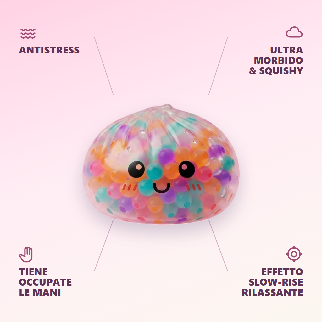 Squishy Dumpling Multicolore con Cestino Vapore — squishy antistress slow-rise kawaii