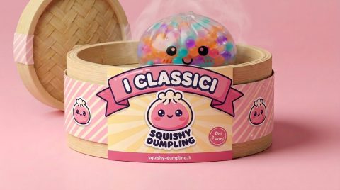 Squishy Dumpling Multicolore con Cestino Vapore — squishy antistress slow-rise kawaii