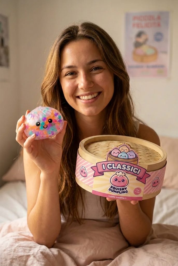 Squishy Dumpling Multicolore con Cestino Vapore — squishy antistress slow-rise kawaii