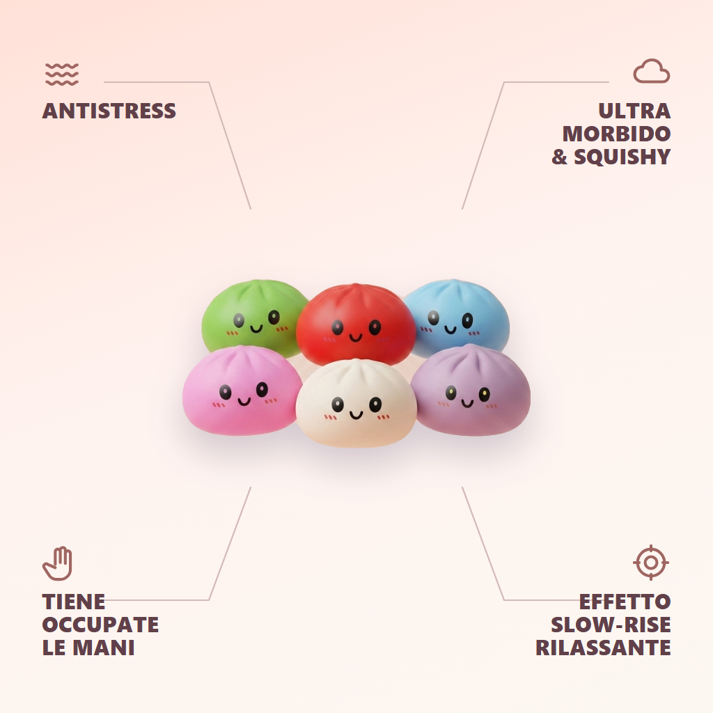 Dumpling Squishy Collection Set da 6 — squishy antistress slow-rise kawaii