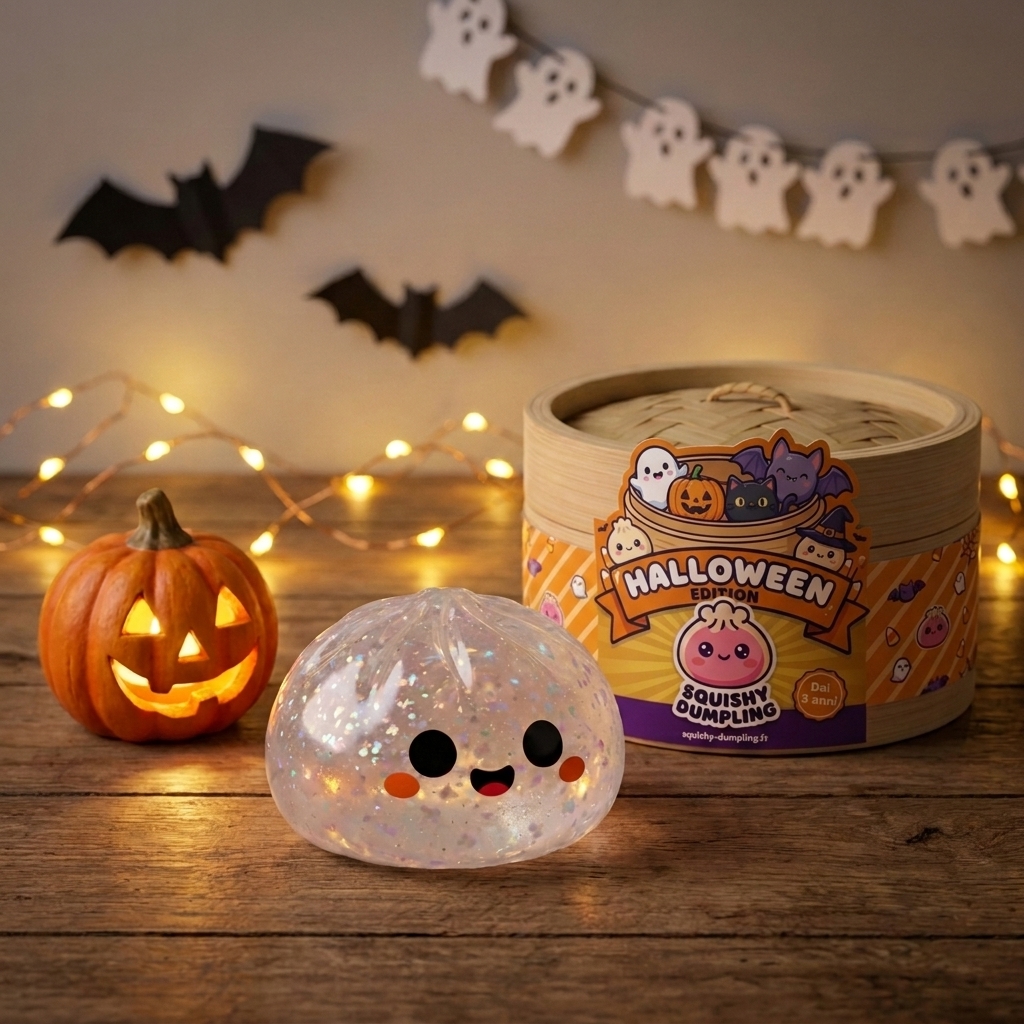 Ghost Dumpling Squishy Halloween Glitter — squishy antistress slow-rise kawaii