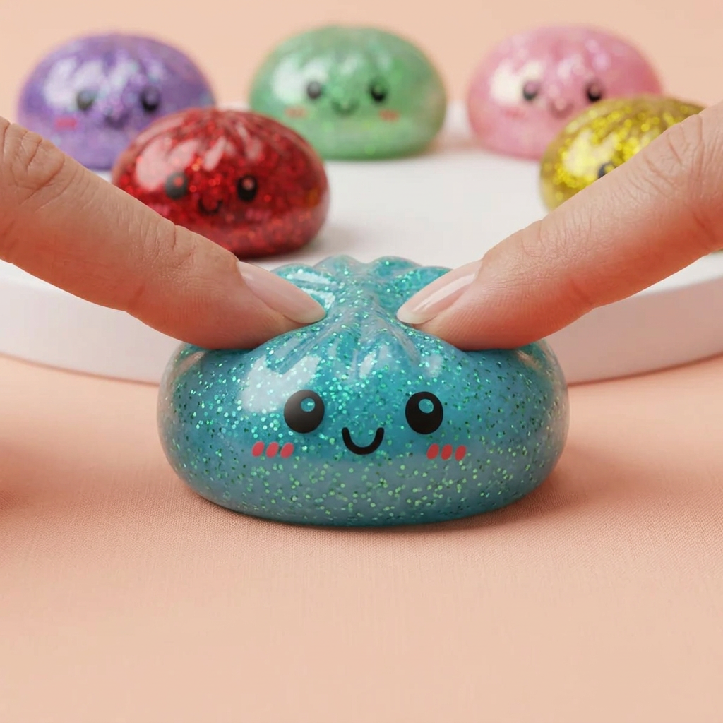 Glitter Dumpling Squishy Set da 6 Glitterati — squishy antistress slow-rise kawaii