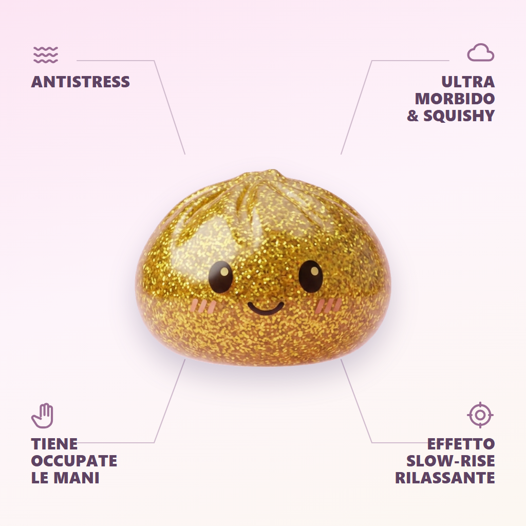 Glitter Dumpling Squishy Oro Lusso — squishy antistress slow-rise kawaii