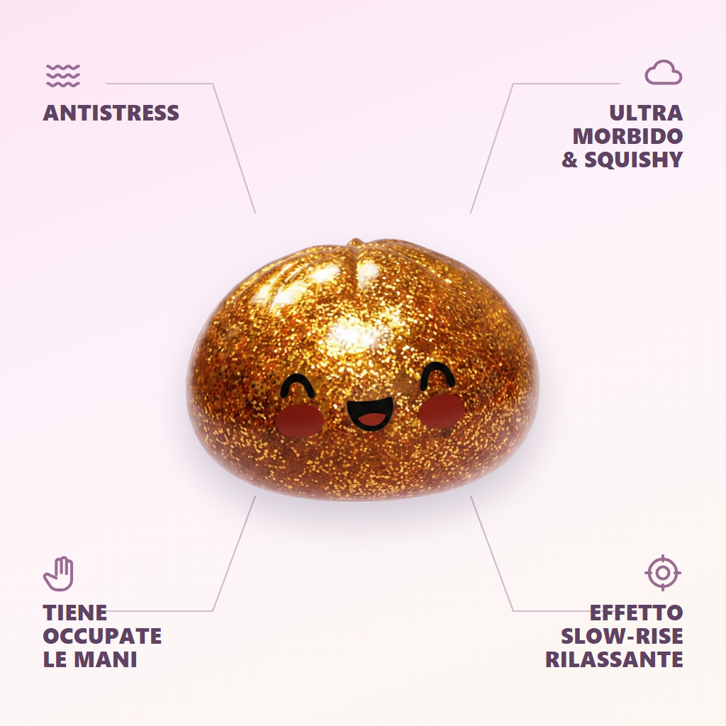 Dumpling Squishy Glitter Or Tesoro Unico — squishy antistress slow-rise kawaii