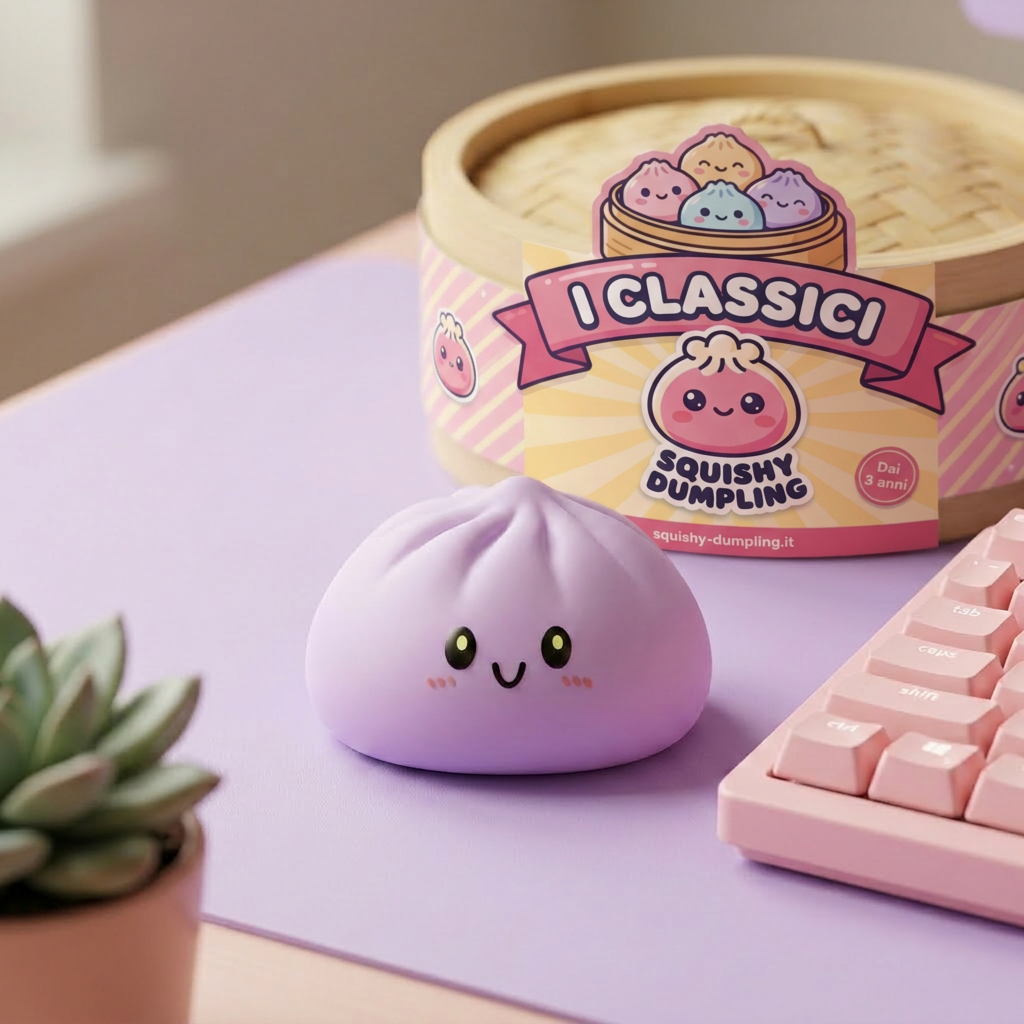 Dumpling Squishy Grigio Magenta — squishy antistress slow-rise kawaii