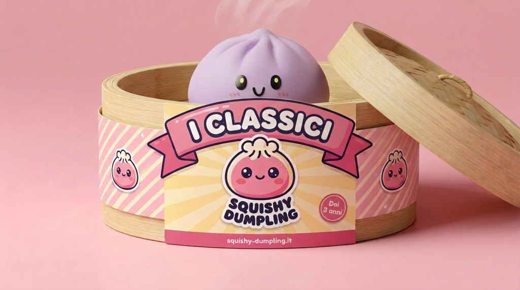 Dumpling Squishy Grigio Magenta — squishy antistress slow-rise kawaii