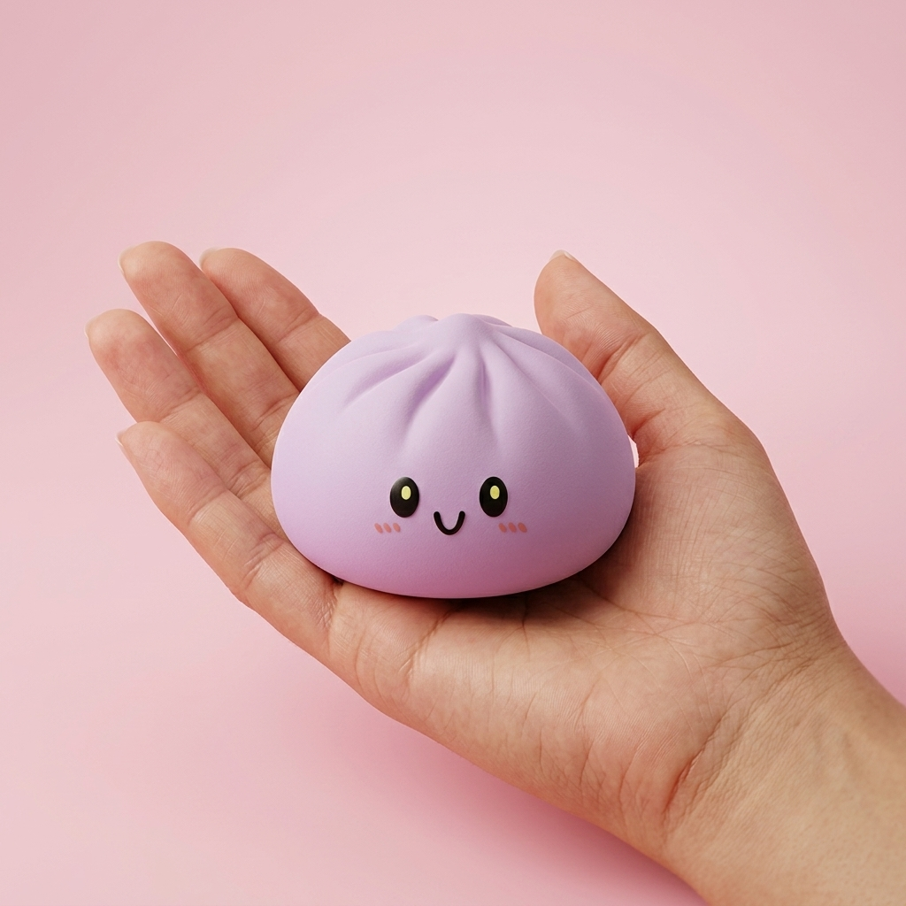 Dumpling Squishy Grigio Magenta — squishy antistress slow-rise kawaii