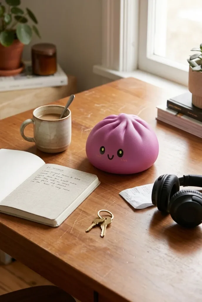 Dumpling Squishy Grigio Magenta — squishy antistress slow-rise kawaii