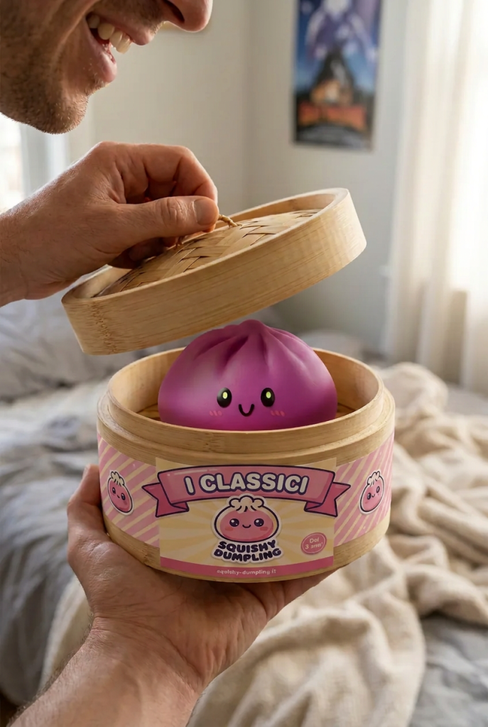 Dumpling Squishy Grigio Magenta — squishy antistress slow-rise kawaii