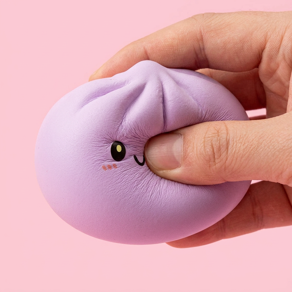 Dumpling Squishy Grigio Magenta — squishy antistress slow-rise kawaii