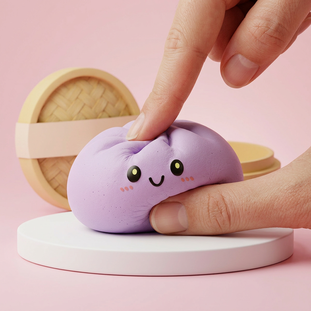 Dumpling Squishy Grigio Magenta — squishy antistress slow-rise kawaii