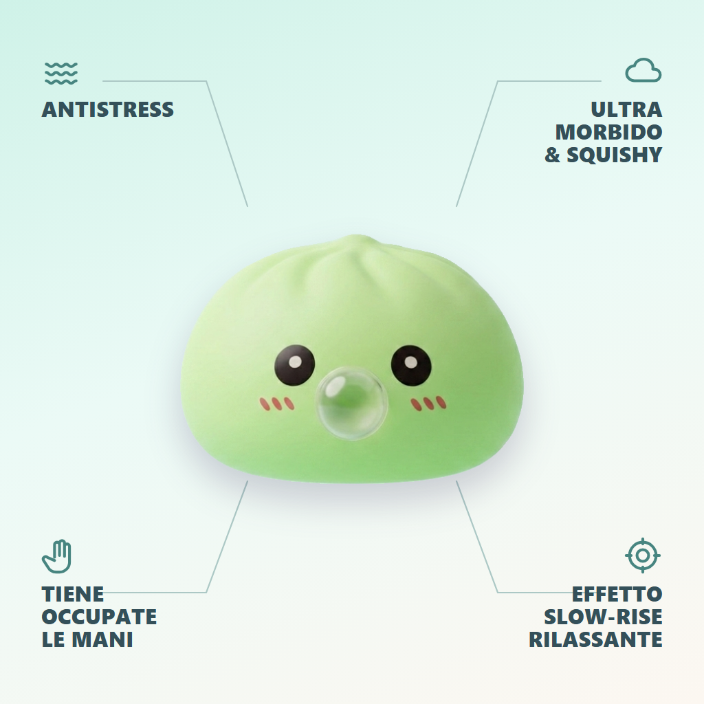 Dumpling Squishy Verde Fresco Naturale — squishy antistress slow-rise kawaii