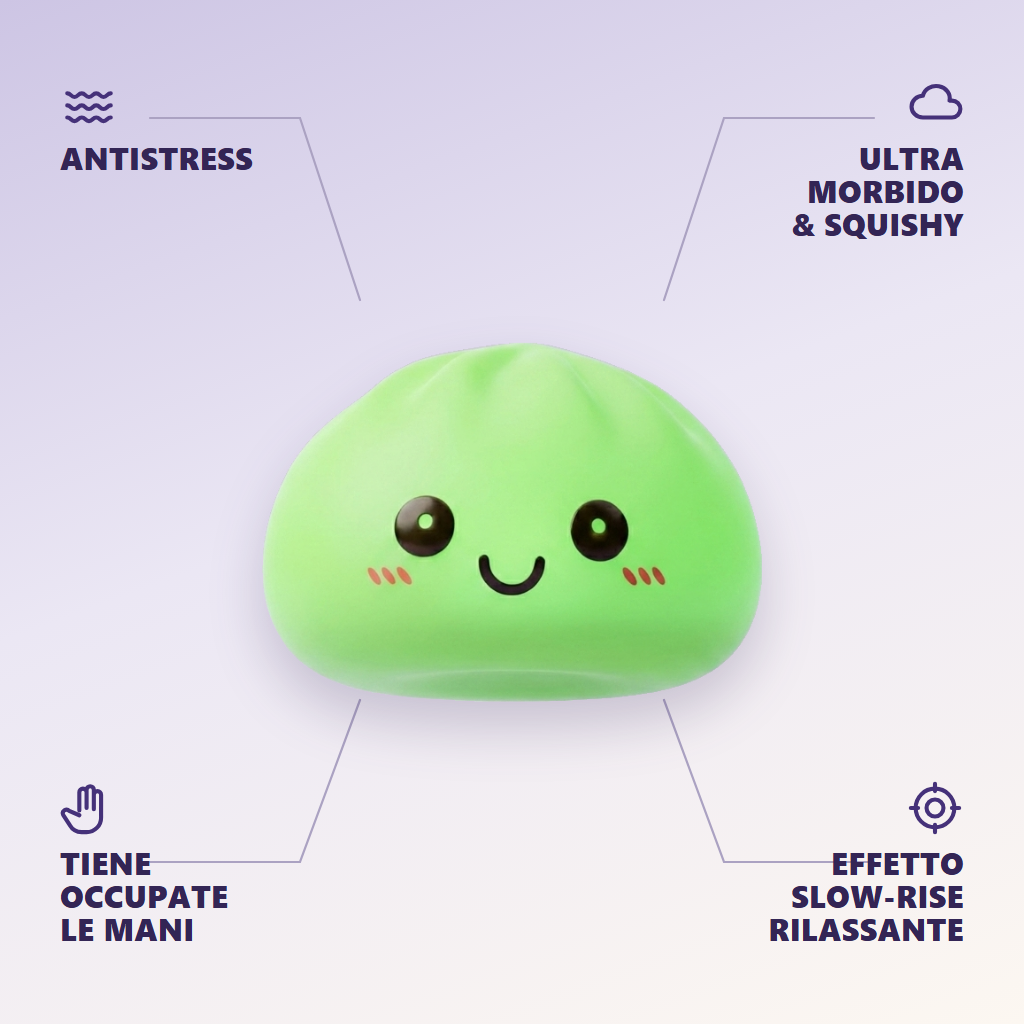 Dumpling Squishy Verde Luce Notturna — squishy antistress slow-rise kawaii