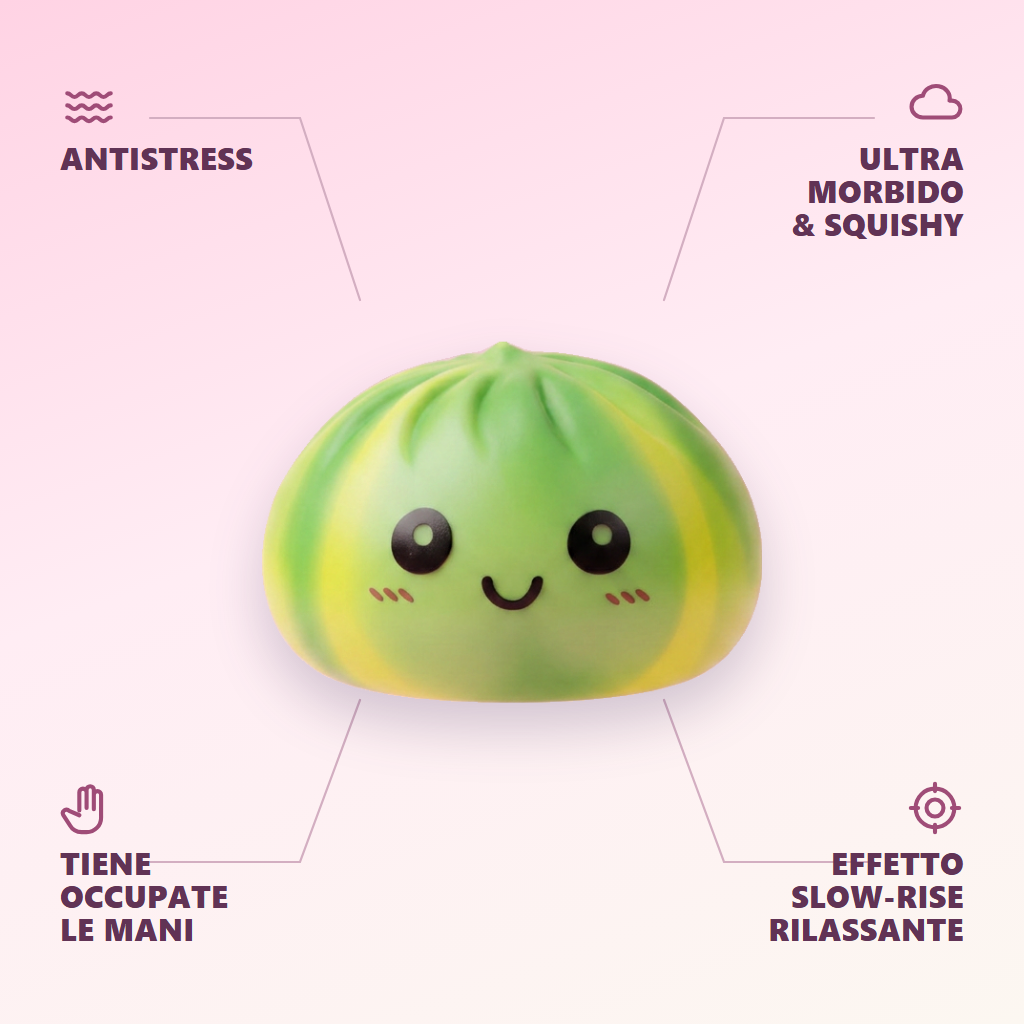 Squishy Dumpling Tie Dye Verde Effetto Vortice — squishy antistress slow-rise kawaii