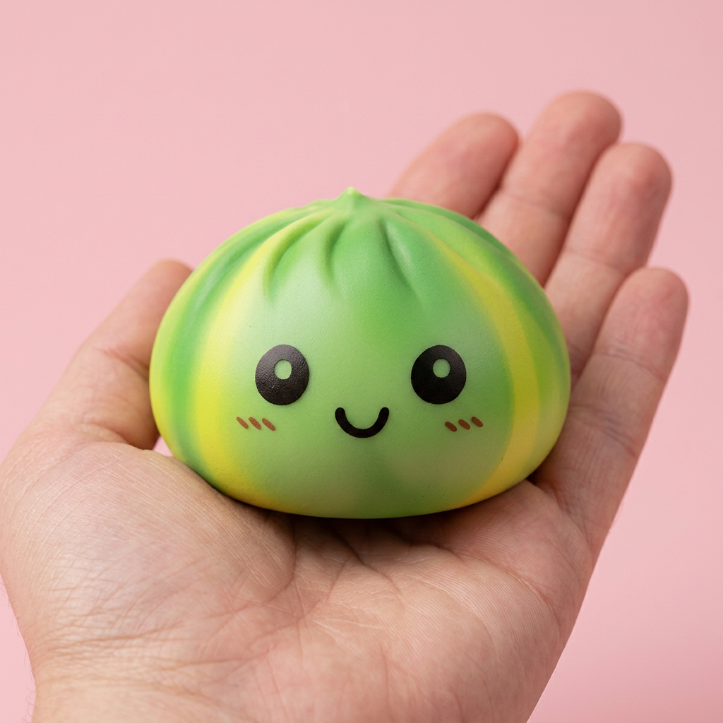 Squishy Dumpling Tie Dye Verde Effetto Vortice — squishy antistress slow-rise kawaii