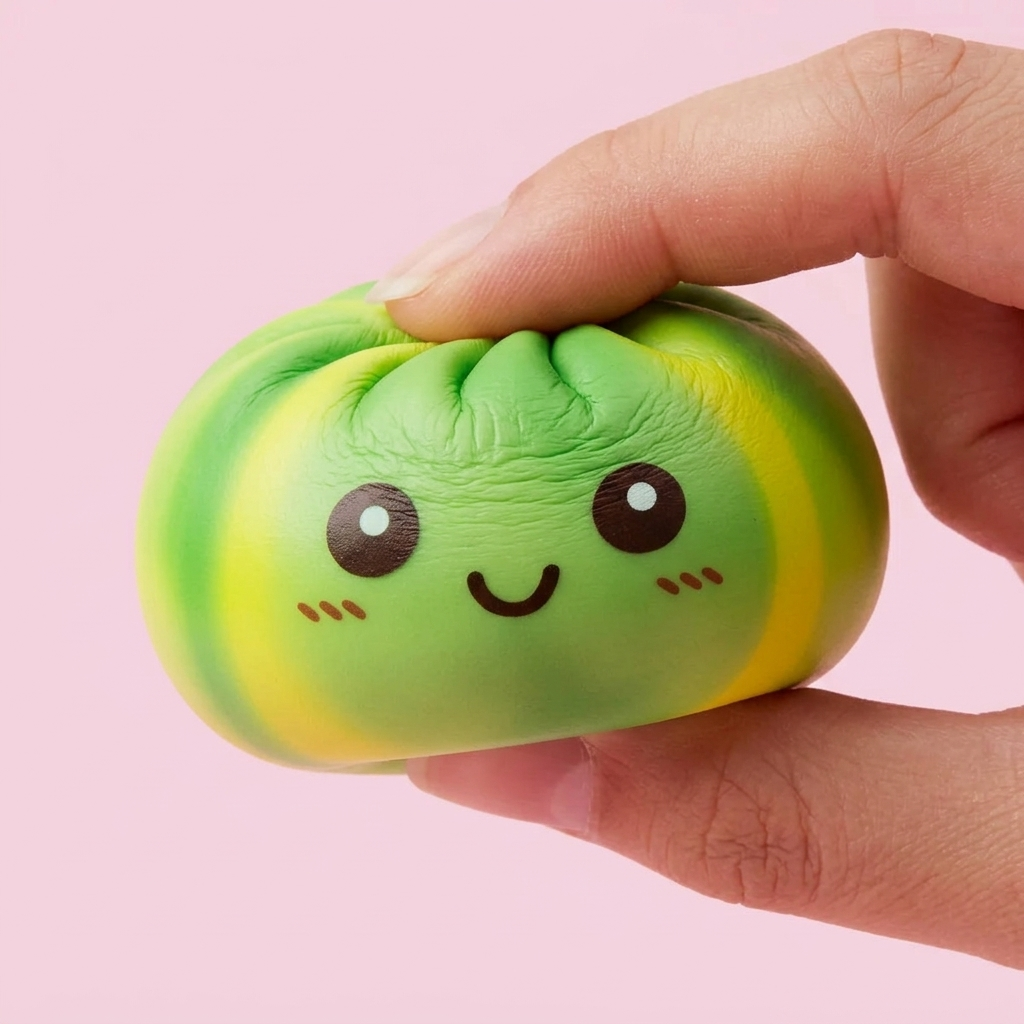 Squishy Dumpling Tie Dye Verde Effetto Vortice — squishy antistress slow-rise kawaii