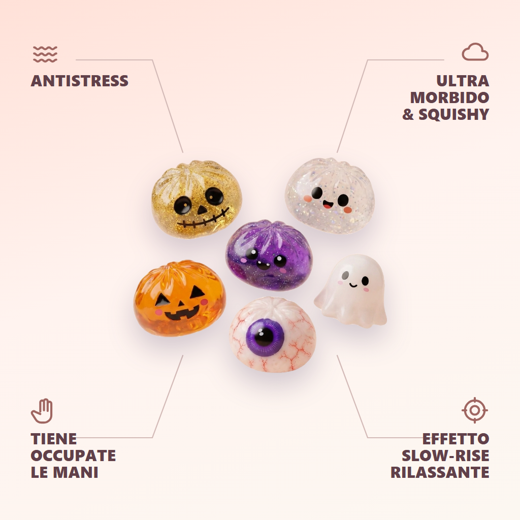 Squishy Dumpling Halloween Set da 5 — squishy antistress slow-rise kawaii