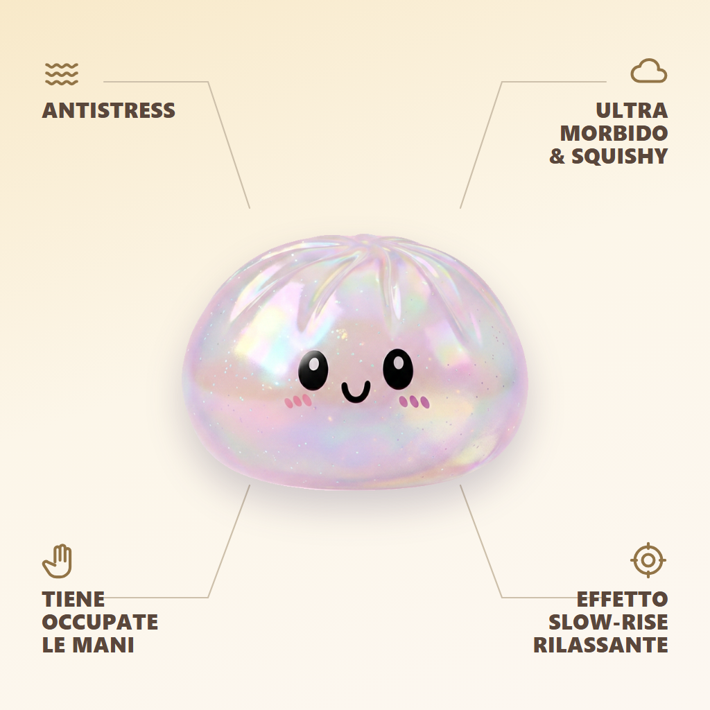 Dumpling Squishy Holographic Iridescente — squishy antistress slow-rise kawaii