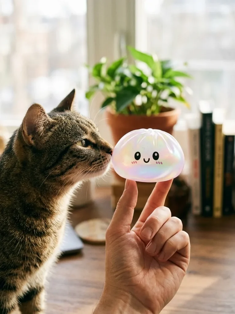 Dumpling Squishy Holographic Iridescente — squishy antistress slow-rise kawaii