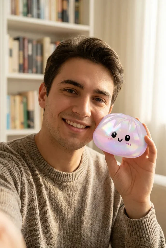 Dumpling Squishy Holographic Iridescente — squishy antistress slow-rise kawaii