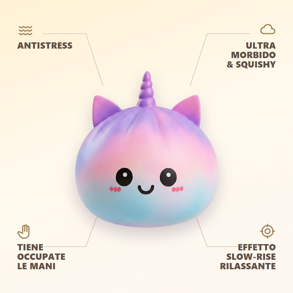 Jumbo Dumpling Squishy Unicorno Arcobaleno — squishy antistress slow-rise kawaii