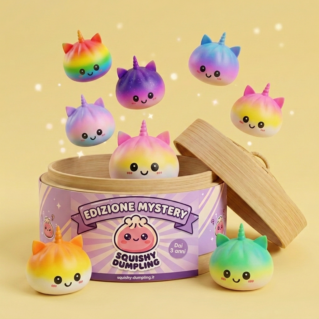 Jumbo Dumpling Squishy Unicorno Arcobaleno — squishy antistress slow-rise kawaii