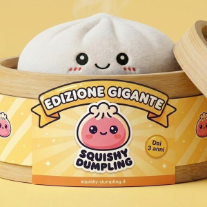 Squishy Dumpling Big Cuscino Morbidoso nel suo cestino di bambù per vapore